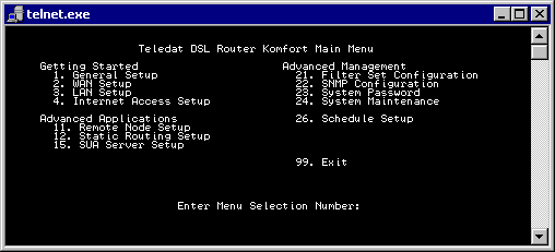 Beispielmen des Routers